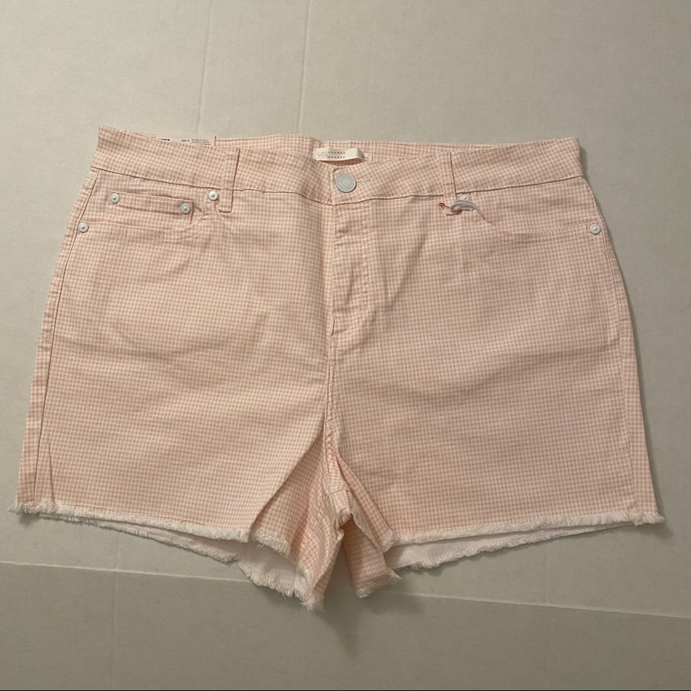 Lauren Conrad | pink gingham print denim shorts